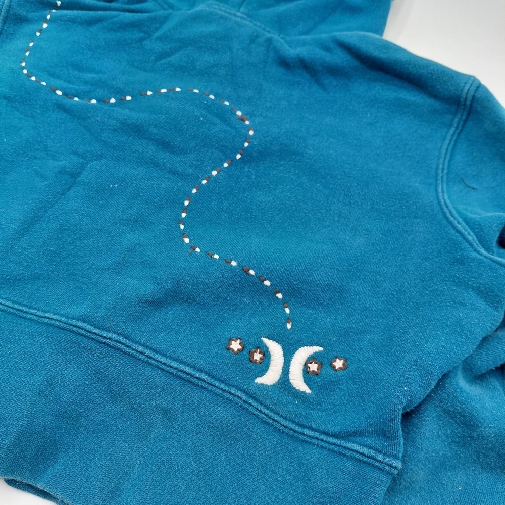 Hurley Full Zip Hoodie Sweater Womens S Teal Bird Cropped Y2K Bella Swan Rory - Picture 10 of 10